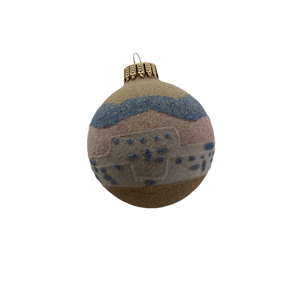 Southwestern Sand Art Christmas Bulb Ornaments Pastel Adobo 3"